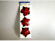Украшение д/декора "Рождественский цветок заснеженный"10см/ фетр (набор 3шт)