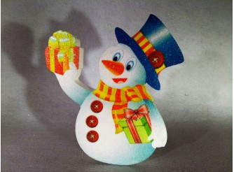 Декор из пенопласта "Снеговик с подарками" h30см/принт (1шт)