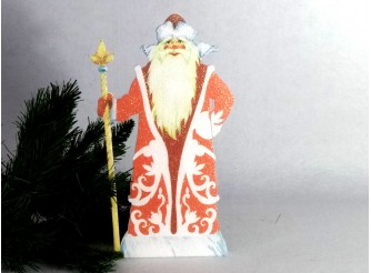 Декор "Дед Мороз с посохом" h35см/ пенопласт/принт (1шт)