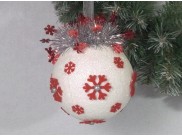 Новогодний  шар с декором "Красные снежинки" Ø20 см (1шт)
