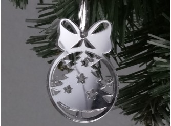 Зеркальное украшение "Новогодний шарик с бантом" 5*5 см (1 шт)