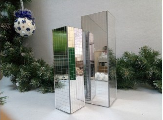 Флористическая зеркальная ваза"Диско" с основой / h30 см (1 шт)