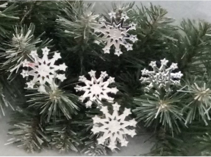 Зеркальная снежинка "Снежный цветок" d 5см (набор 5 шт)