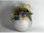 Новогодний шар с декором "Еловая ветка " Ø20 см  (1шт)
