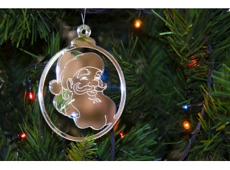 Зеркальное украшение "Новогодний шар с Дедом Морозом " 10*10 см (1 шт)