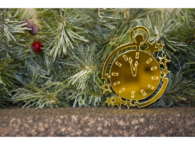 Зеркальное украшение "Новогодние часы " 10*10 см (1 шт)