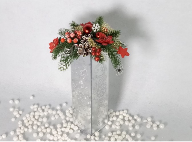 Флористическая зеркальная ваза "Цветочный орнамент" с основой  h25 см (1 шт)