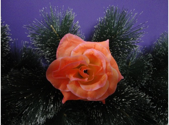 Цветочная головка роза "Люси красотка" коралл Ø15.5см (1шт)