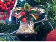 Новогоднее украшение "Колокольчик с декором" h6см (1шт)