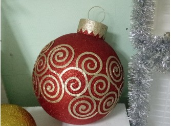 Новогодний шар с декором "Зимние узоры" Ø50 см / блеск (1шт)