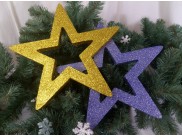 Новогодний декор "Две блестящие контурные звезды" d30 см (набор 2шт)