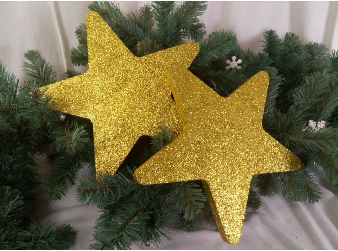 Новогодний декор "Две блестящие контурные звезды" d30 см (набор 2шт)