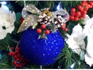 Новогодний шар с декором "Элегантный синий" Ø12 см (1шт)