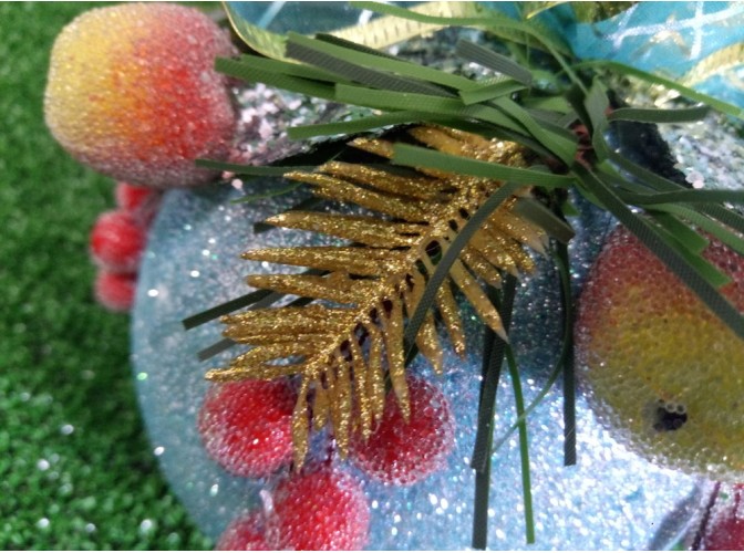 Новогодний шар с декором "Голубой с сахарными яблочками" Ø12 см (1шт)