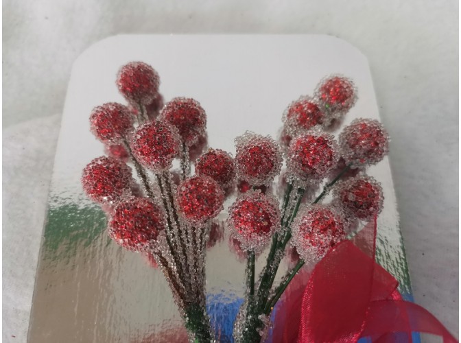 Декор "Ледяные ягоды на ветке" ( набор 2 шт)