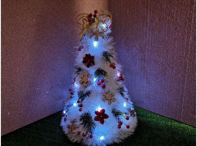 Новогодняя елка "Белоснежное великолепие" 40см с мини - гирляндой (1шт)