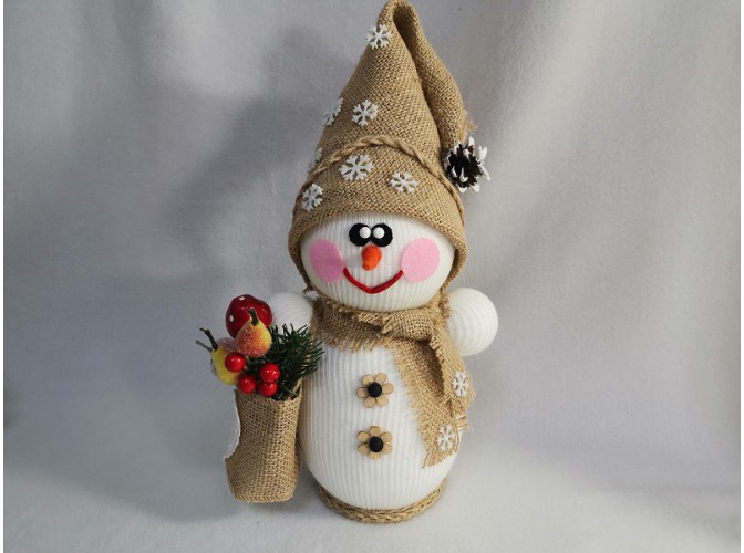 Декор "Снеговик с сумочкой" h30см (1шт)