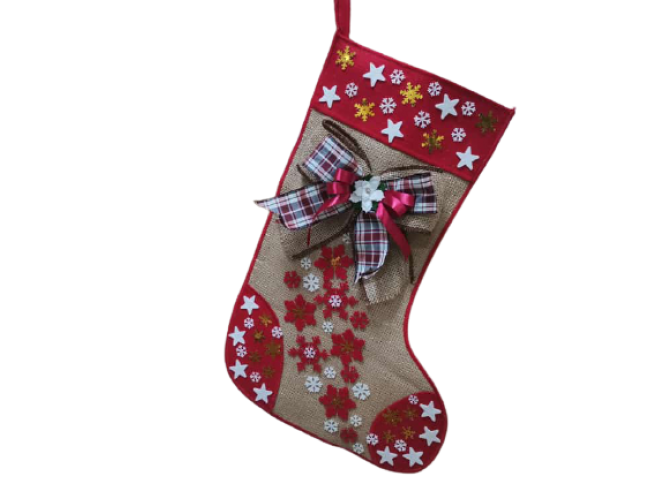 Рождественский носок "Звездный дождь"/красный 43*30 см (1шт)