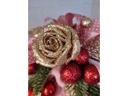 Новогодний бархатный шар с декором "Пыльная роза" Ø20 см  (1шт)