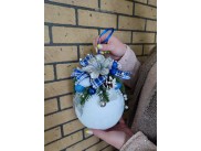 Новогодний бархатный шар с декором "Белоснежный" Ø12 см (1шт)