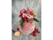Новогодний бархатный шар с декором "Пыльная роза" Ø12 см  (1шт)
