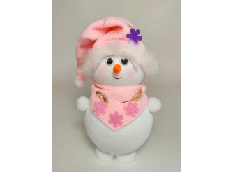 Декор  "Снеговик в колпаке" h15см/ в розовом (1шт)