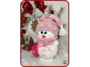 Декор "Снеговик с сумочкой" 25см/розовый (1шт)