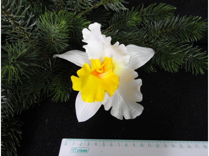 Цветочная головка "Орхидея" желтая серединка Ø15.5см (1шт)