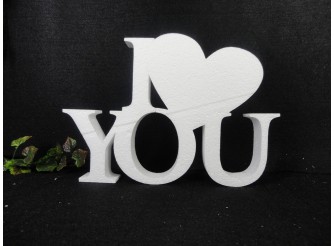 Буквы  из пенопласта "I love you"/слитно/ h20, w3см, L30см (1шт)