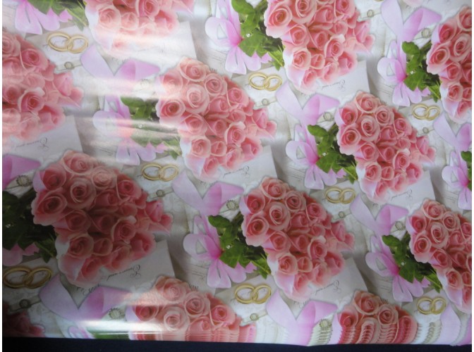 Бумага подарочная №329 "Розовые розы" (70х100 см) 5 листов