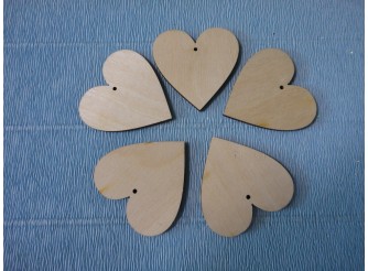 Заготовка деревянная "Сердечко" d5см (набор 5шт)