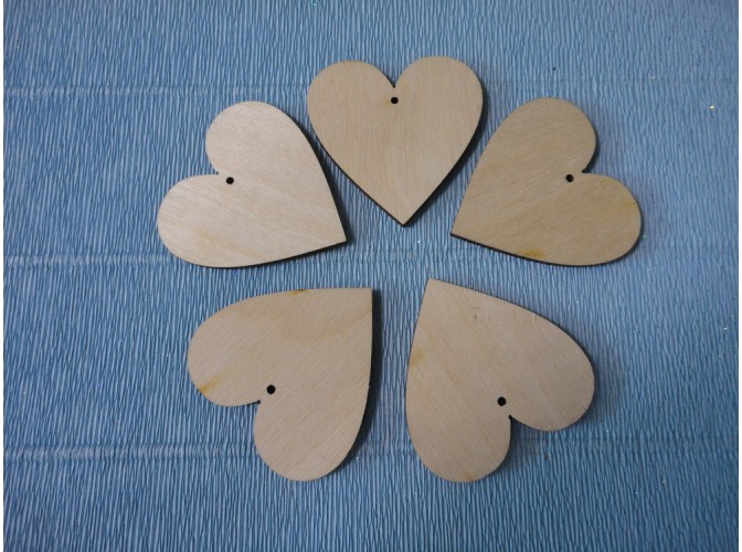 Заготовка деревянная "Сердечко" d6см (набор 5шт)