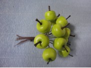 Декор "Яблочки - малютки" на проволоке/ зеленые 2см (набор 12шт)