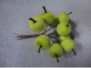Декор "Яблочки - малютки" на проволоке/ зеленые сахарные  2см (набор 12шт)