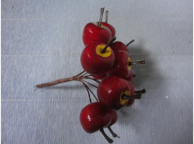 Декор "Яблочки - малютки" на проволоке/ красные 2см (набор 12шт)