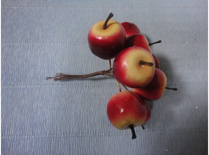 Декор "Яблочки - мини" на проволоке/ красно-оранжевые 3см (набор 8 шт)
