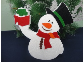 Декор из пенопласта "Снеговик с подарком" h30см (1шт)