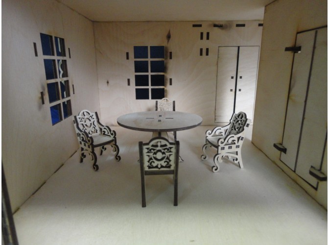 Заготовка из фанеры "Столик со стульями " (5 предметов)