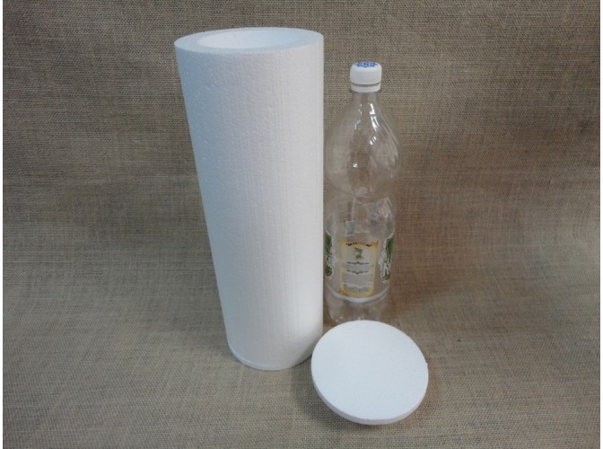 Круглая коробка(ложемент) под пластиковую бутылку/термос h38см (1шт)